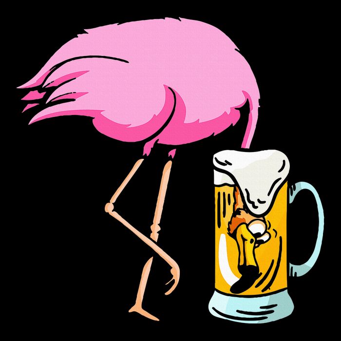 Funny Flamingo Drinking Beer Party Beer Drinker T-Shirt