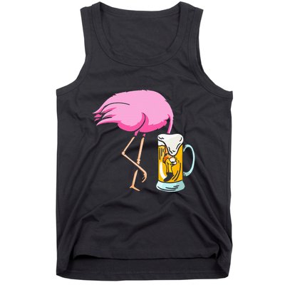 Funny Flamingo Drinking Beer Party Beer Drinker Tank Top