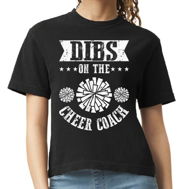 Funny Football Dibs On The Cheer Coach Pom Poms Comfort Colors Boxy T-Shirt