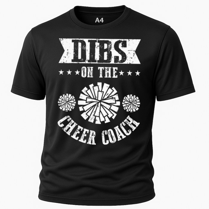 Funny Football Dibs On The Cheer Coach Pom Poms Cooling Performance Crew T-Shirt