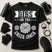 Funny Football Dibs On The Cheer Coach Pom Poms Cooling Performance Crew T-Shirt