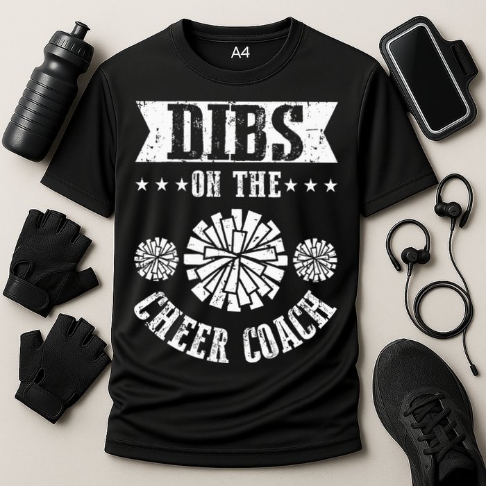 Funny Football Dibs On The Cheer Coach Pom Poms Cooling Performance Crew T-Shirt
