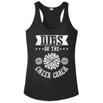 Funny Football Dibs On The Cheer Coach Pom Poms Ladies PosiCharge Competitor Racerback Tank