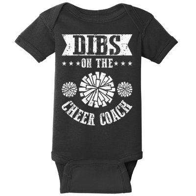 Funny Football Dibs On The Cheer Coach Pom Poms Baby Bodysuit