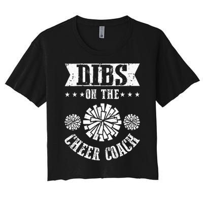 Funny Football Dibs On The Cheer Coach Pom Poms Women's Crop Top Tee