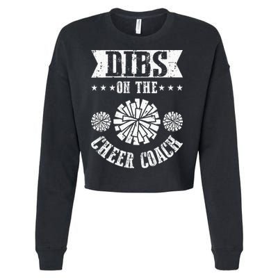 Funny Football Dibs On The Cheer Coach Pom Poms Cropped Pullover Crew