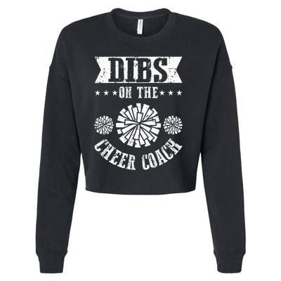 Funny Football Dibs On The Cheer Coach Pom Poms Cropped Pullover Crew