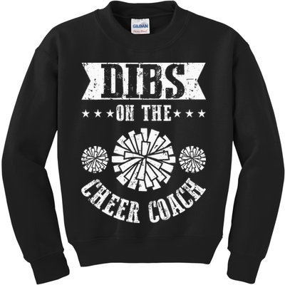 Funny Football Dibs On The Cheer Coach Pom Poms Kids Sweatshirt