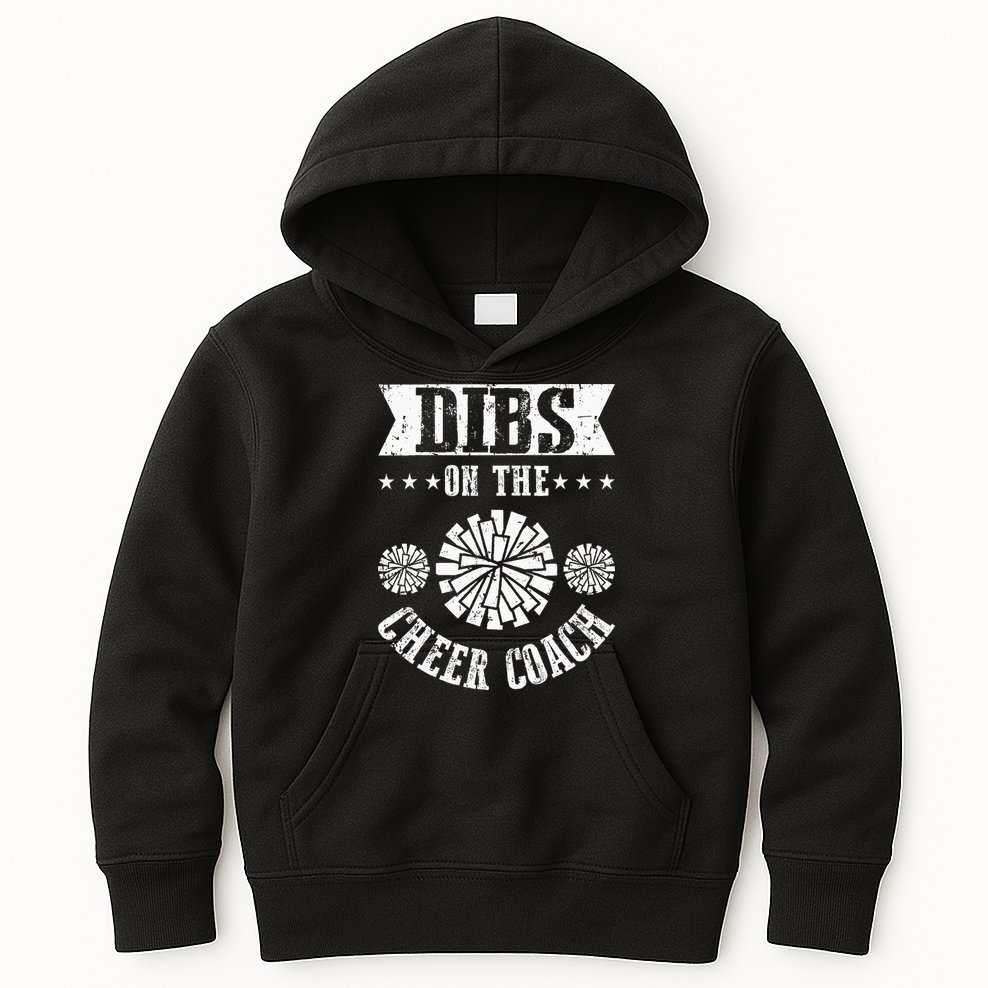 Funny Football Dibs On The Cheer Coach Pom Poms Kids Hoodie