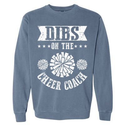 Funny Football Dibs On The Cheer Coach Pom Poms Garment-Dyed Sweatshirt