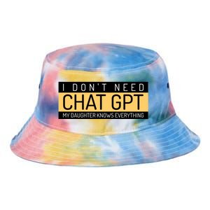 Funny Fathers Day Nerd Gift From Daughter To Dad Chat GPT Tie Dye Newport Bucket Hat