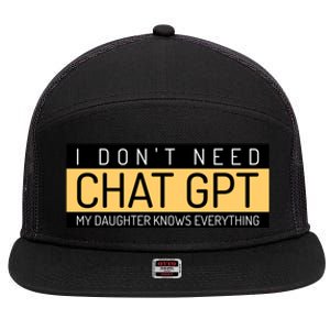 Funny Fathers Day Nerd Gift From Daughter To Dad Chat GPT 7 Panel Mesh Trucker Snapback Hat