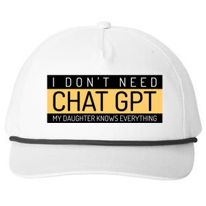 Funny Fathers Day Nerd Gift From Daughter To Dad Chat GPT Snapback Five-Panel Rope Hat