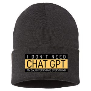 Funny Fathers Day Nerd Gift From Daughter To Dad Chat GPT Sustainable Knit Beanie