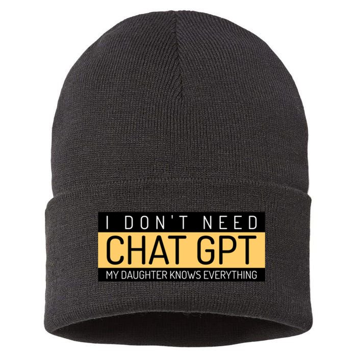 Funny Fathers Day Nerd Gift From Daughter To Dad Chat GPT Sustainable Knit Beanie