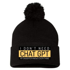 Funny Fathers Day Nerd Gift From Daughter To Dad Chat GPT Pom Pom 12in Knit Beanie