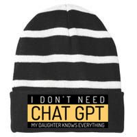 Funny Fathers Day Nerd Gift From Daughter To Dad Chat GPT Striped Beanie with Solid Band