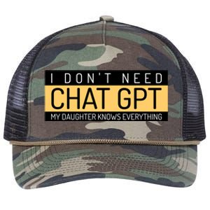 Funny Fathers Day Nerd Gift From Daughter To Dad Chat GPT Retro Rope Trucker Hat Cap