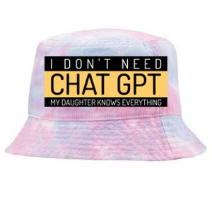 Funny Fathers Day Nerd Gift From Daughter To Dad Chat GPT Tie-Dyed Bucket Hat