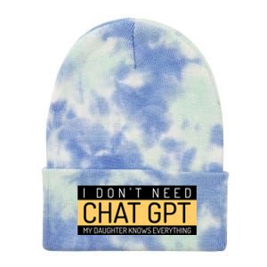 Funny Fathers Day Nerd Gift From Daughter To Dad Chat GPT Tie Dye 12in Knit Beanie