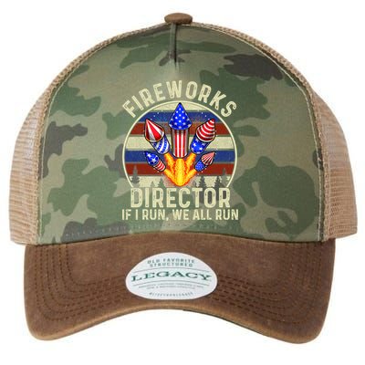 Funny Fireworks Director I Run You Run 4th Of July Vintage Legacy Tie Dye Trucker Hat