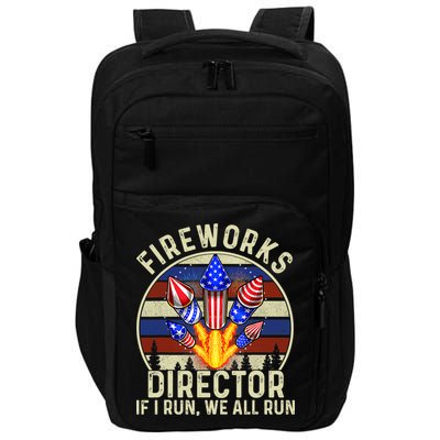 Funny Fireworks Director I Run You Run 4th Of July Vintage Impact Tech Backpack