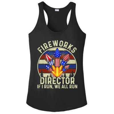 Funny Fireworks Director I Run You Run 4th Of July Vintage Ladies PosiCharge Competitor Racerback Tank