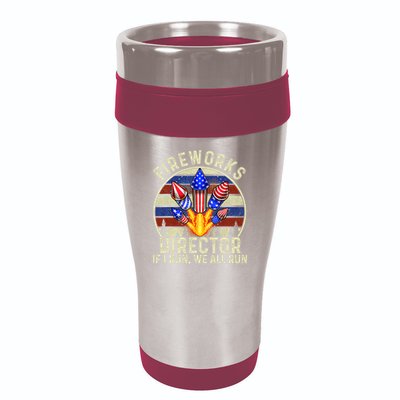 Funny Fireworks Director I Run You Run 4th Of July Vintage 16oz Travel Tumbler