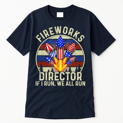 Funny Fireworks Director I Run You Run 4th Of July Vintage Tall T-Shirt