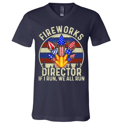 Funny Fireworks Director I Run You Run 4th Of July Vintage V-Neck T-Shirt