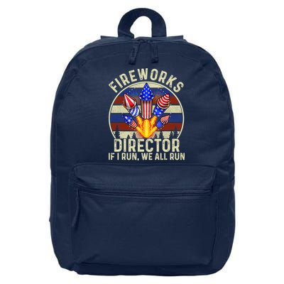 Funny Fireworks Director I Run You Run 4th Of July Vintage 16 in Basic Backpack