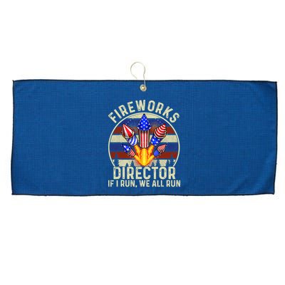 Funny Fireworks Director I Run You Run 4th Of July Vintage Large Microfiber Waffle Golf Towel