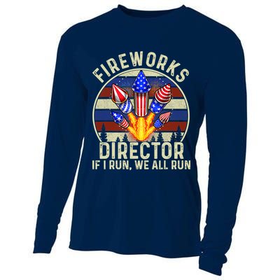 Funny Fireworks Director I Run You Run 4th Of July Vintage Cooling Performance Long Sleeve Crew