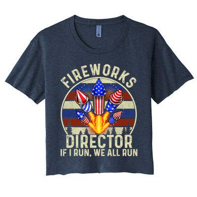 Funny Fireworks Director I Run You Run 4th Of July Vintage Crop Top