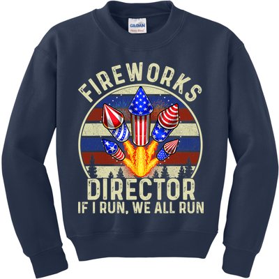 Funny Fireworks Director I Run You Run 4th Of July Vintage Kids Sweatshirt