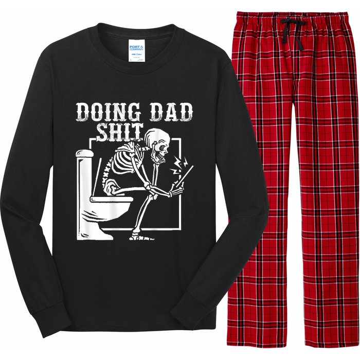 Funny Father Doing Dad Shit Skeleton Toilet Long Sleeve Pajama Set