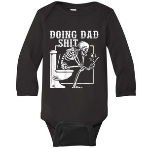 Funny Father Doing Dad Shit Skeleton Toilet Baby Long Sleeve Bodysuit