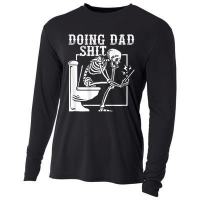 Funny Father Doing Dad Shit Skeleton Toilet Cooling Performance Long Sleeve Crew