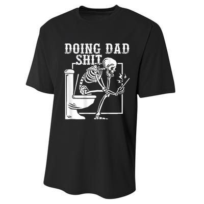 Funny Father Doing Dad Shit Skeleton Toilet Performance Sprint T-Shirt