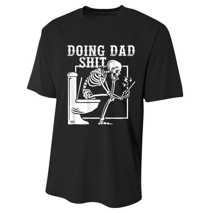 Funny Father Doing Dad Shit Skeleton Toilet Performance Sprint T-Shirt