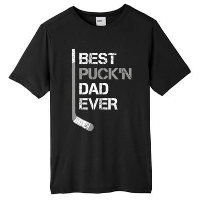 Funny Fathers Day Hockey Dad Best Puckn Dad Ever Tall Fusion ChromaSoft Performance T-Shirt