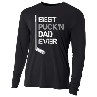 Funny Fathers Day Hockey Dad Best Puckn Dad Ever Cooling Performance Long Sleeve Crew