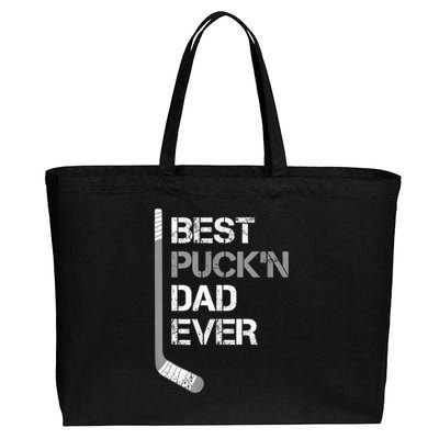 Funny Fathers Day Hockey Dad Best Puckn Dad Ever Cotton Canvas Jumbo Tote