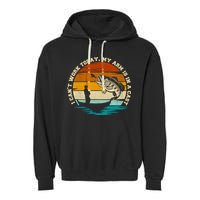 Fishing Father's Day I Can't Work Today My Arm Is In A Cast Garment-Dyed Fleece Hoodie