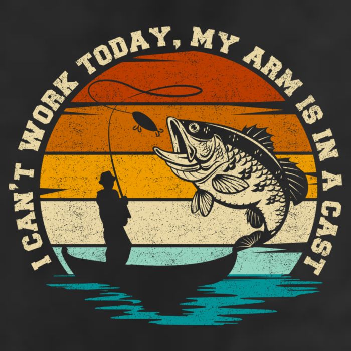 Fishing Father's Day I Can't Work Today My Arm Is In A Cast Garment-Dyed Fleece Hoodie