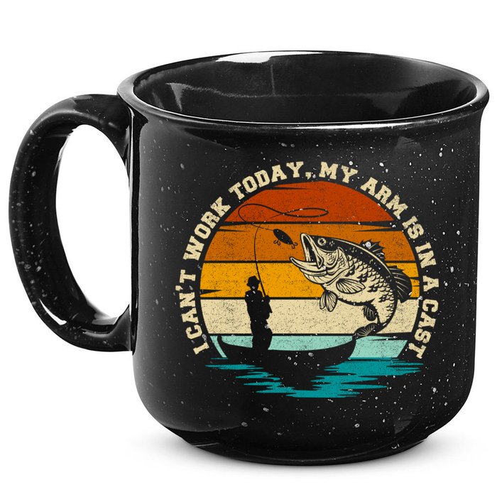 Fishing Father's Day I Can't Work Today My Arm Is In A Cast 15oz Campfire Ceramic Mug
