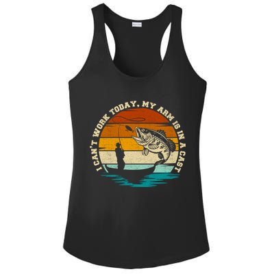 Fishing Father's Day I Can't Work Today My Arm Is In A Cast Ladies PosiCharge Competitor Racerback Tank