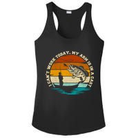 Fishing Father's Day I Can't Work Today My Arm Is In A Cast Ladies PosiCharge Competitor Racerback Tank