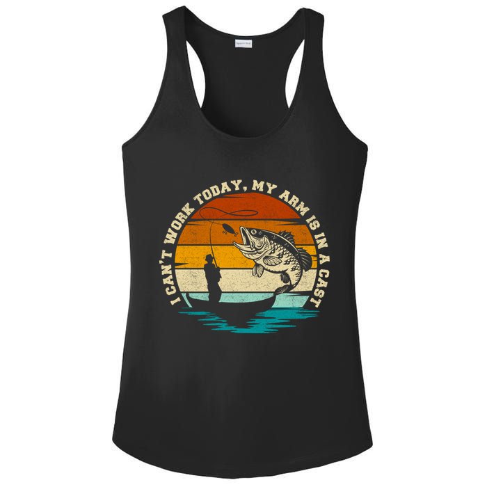 Fishing Father's Day I Can't Work Today My Arm Is In A Cast Ladies PosiCharge Competitor Racerback Tank