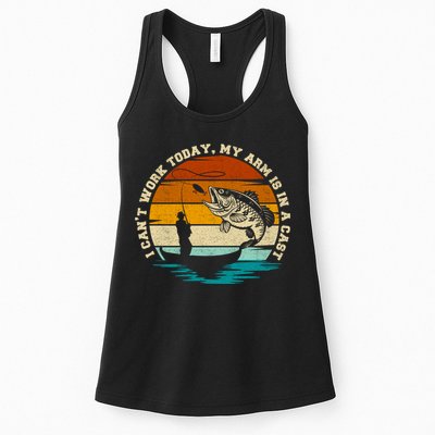 Fishing Father's Day I Can't Work Today My Arm Is In A Cast Womens Tank Top